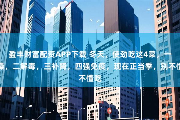 盈丰财富配资APP下载 冬天，使劲吃这4菜，一祛燥，二解毒，三补肾，四强免疫，现在正当季，别不懂吃