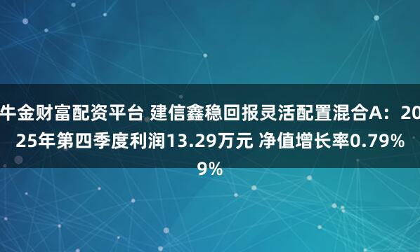 牛金财富配资平台 建信鑫稳回报灵活配置混合A：2025年第四季度利润13.29万元 净值增长率0.79%